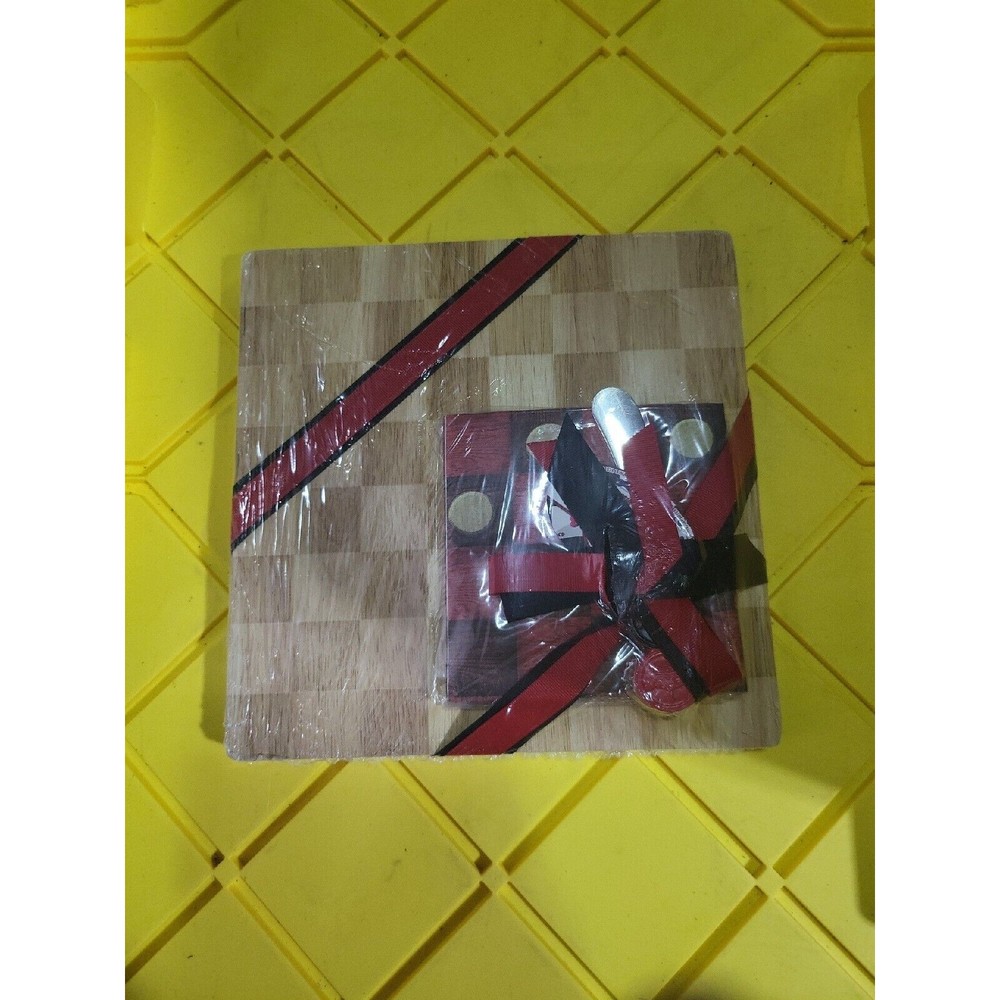 Epic Cutting Board Cheese Server Set W/ Napkins & Spreader Checker Board